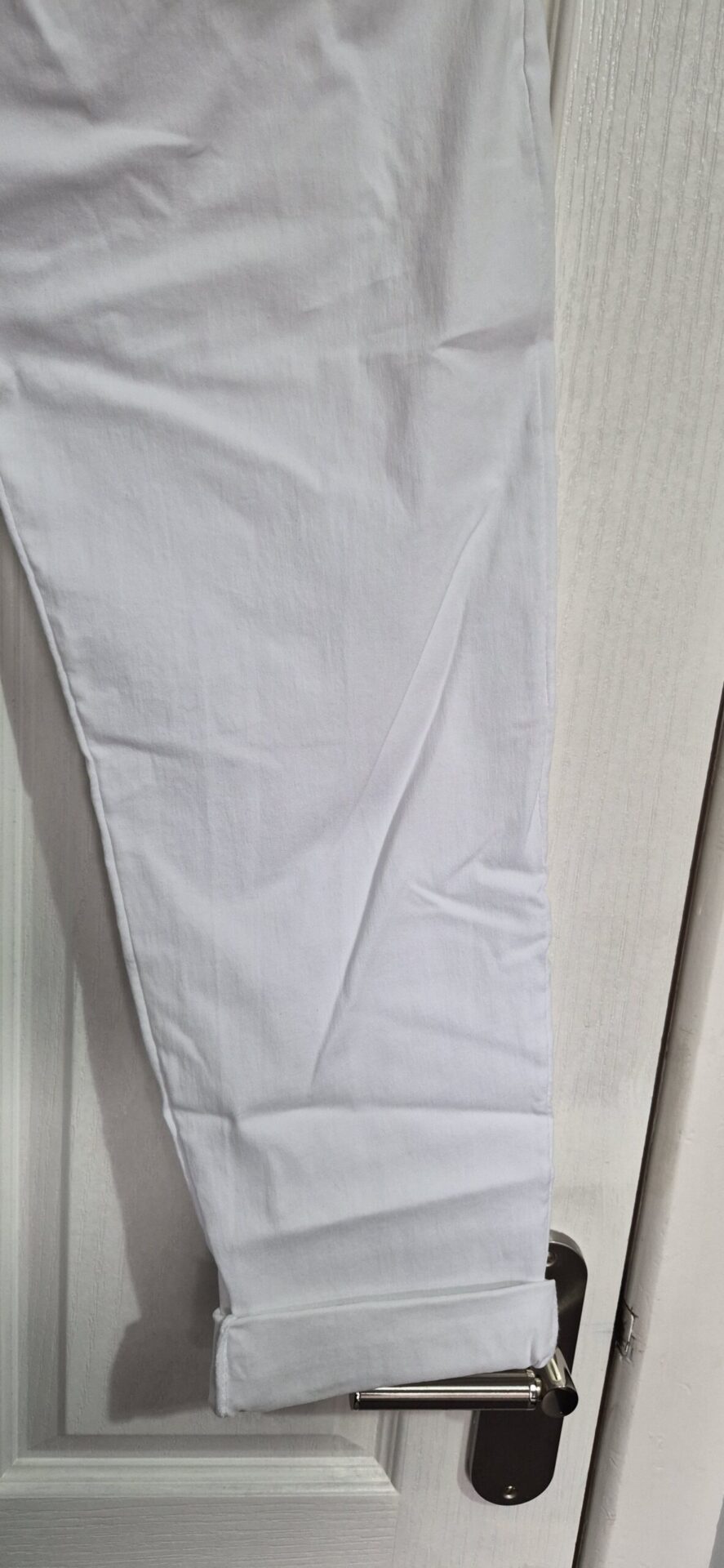 NEW Ladies White Stretchy Crinkle Magic Trousers One Size Fits 10 12 14 16 Size 1 - Image 5