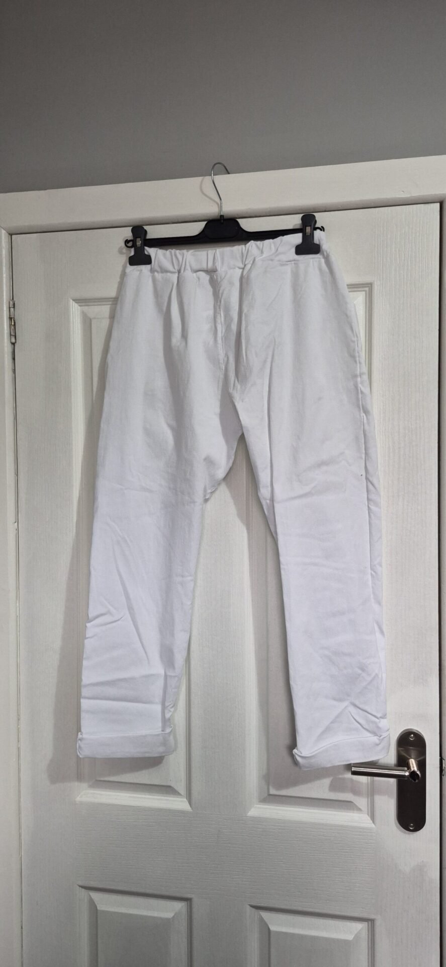 NEW Ladies White Stretchy Crinkle Magic Trousers One Size Fits 10 12 14 16 Size 1 - Image 6