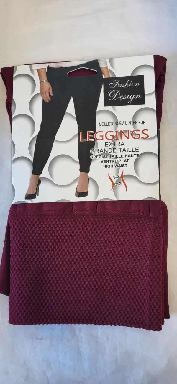NEW Ladies Burgundy Thermal Warm Leggings One size fits sizes 16 18 20 22 - Image 2