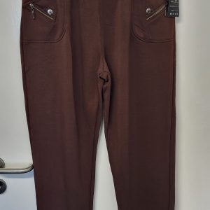 Cherry Berry Brown Full Length Wide Leg Trousers Size T7 UK 20
