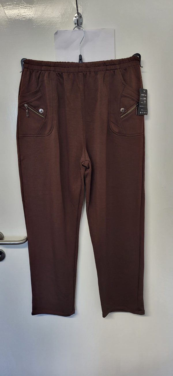 Cherry Berry Brown Full Length Wide Leg Trousers Size T7 UK 20