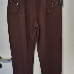 Cherry Berry Brown Full Length Wide Leg Trousers Size T7 UK 20