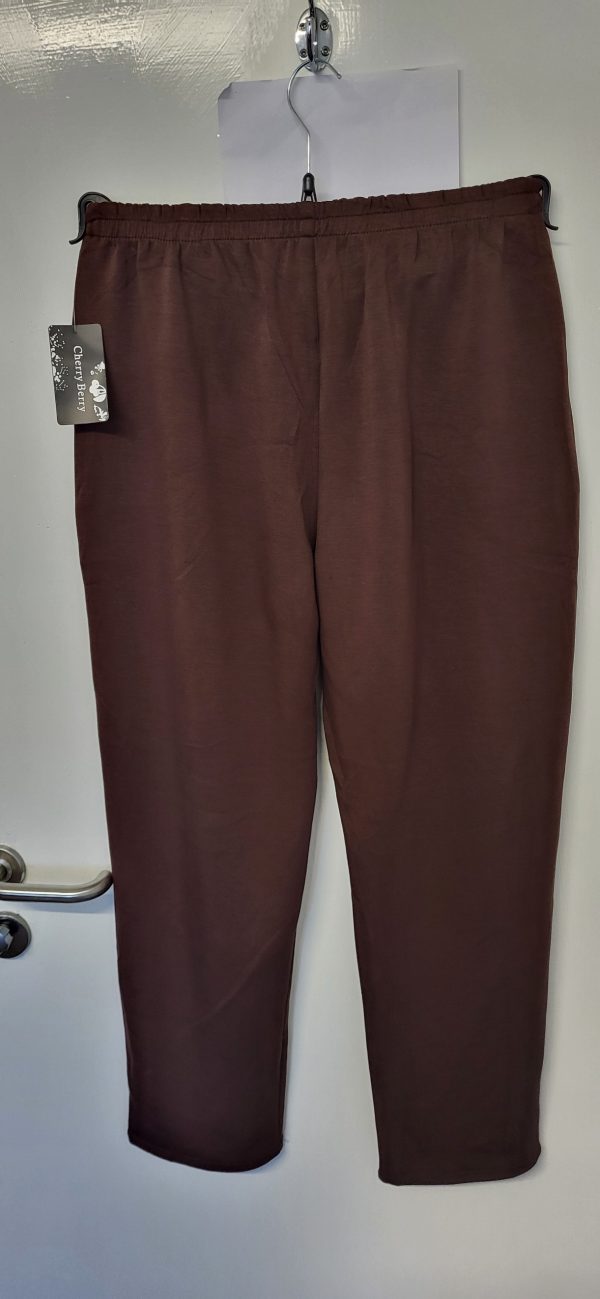 Cherry Berry Brown Full Length Wide Leg Trousers Size T7 UK 20 - Image 6