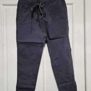 NEW Ladies Charcoal Grey Stretchy Crinkle Magic Trousers One Size Fits 10 12 14 16 18 Size 1