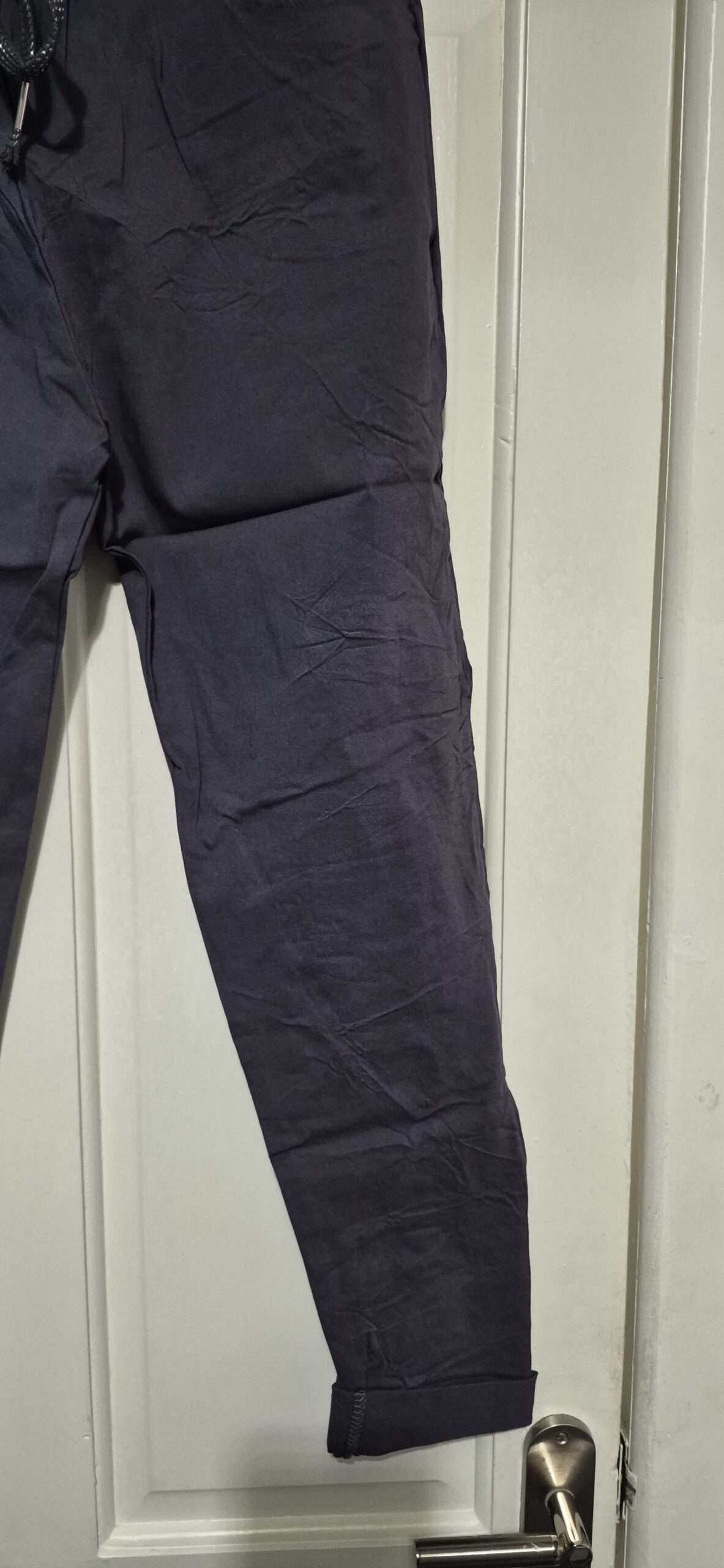NEW Ladies Charcoal Grey Stretchy Crinkle Magic Trousers One Size Fits 10 12 14 16 18 Size 1 - Image 3