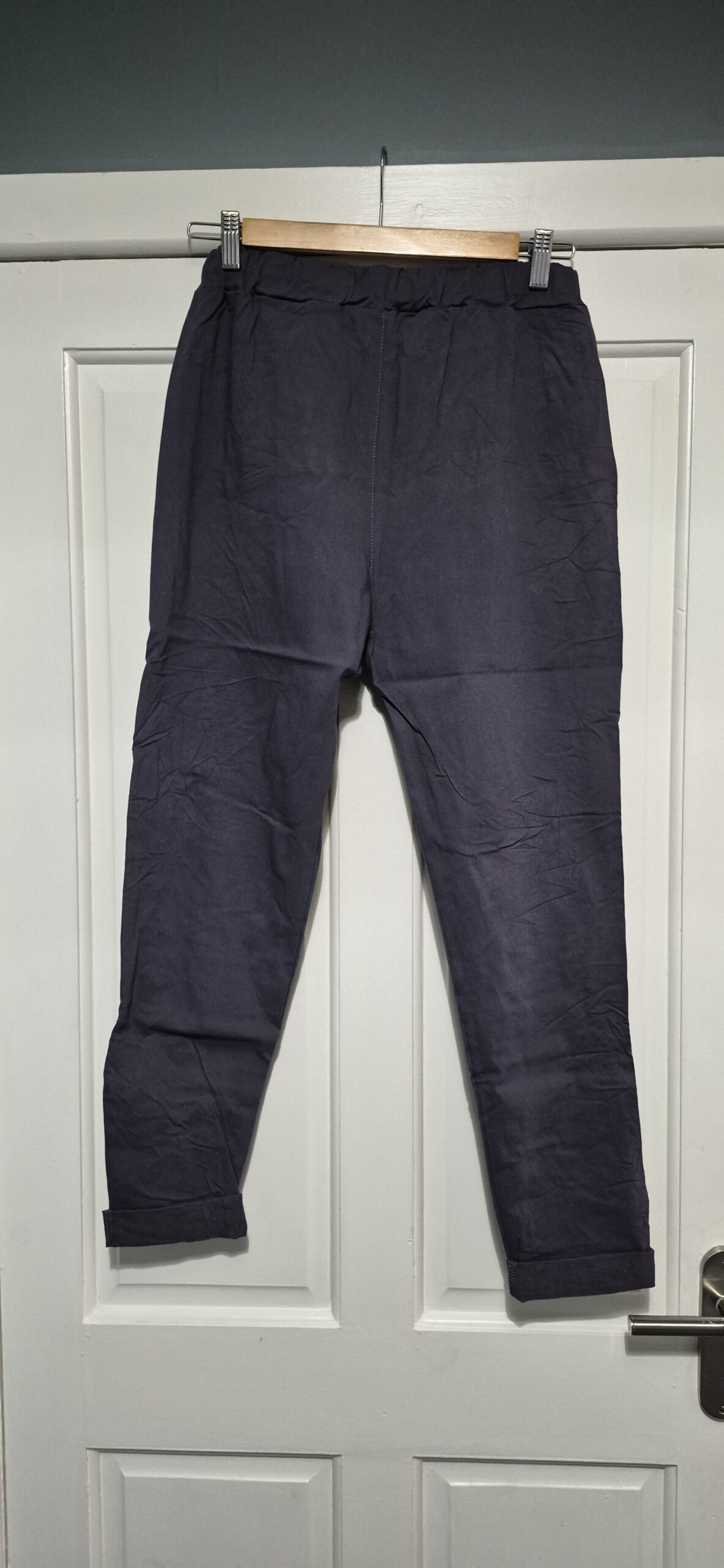 NEW Ladies Charcoal Grey Stretchy Crinkle Magic Trousers One Size Fits 10 12 14 16 18 Size 1 - Image 5