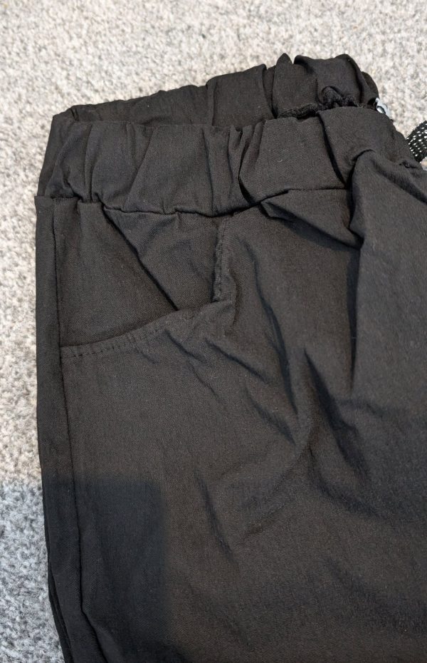 NEW Ladies Black Stretchy Crinkle Magic Trousers One Size Fits 18 20 22 Size 2 - Image 5