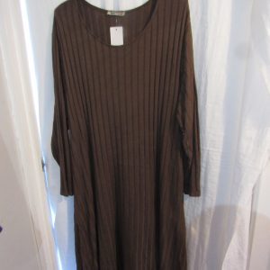 NEW Ladies Brown Ribbed Pocket Long Dress One Size Fits 18 20 22 Plus Size