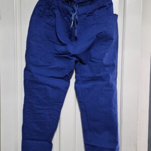 SALE NEW Ladies Royal Blue Stretchy Crinkle Magic Trousers One Size Fits 16 18 20 22 Size 2 NON RETURNABLE