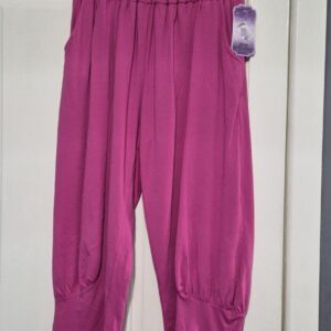 NEW Ladies Womens Cerise Pink Jersey 3/4 Length cuff bottom Trousers One size fits sizes 16 18 20 22