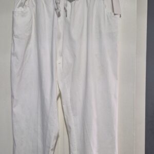 NEW Ladies White Stretchy NON Crinkle Magic Trousers One Size Fits 22 24 Size 3