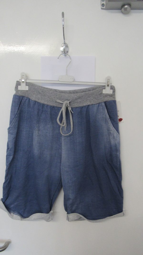 NEW Ladies Lighter Blue Plain Jogger Shorts Plus Size One Size Fits sizes 16 18 20 Size 2