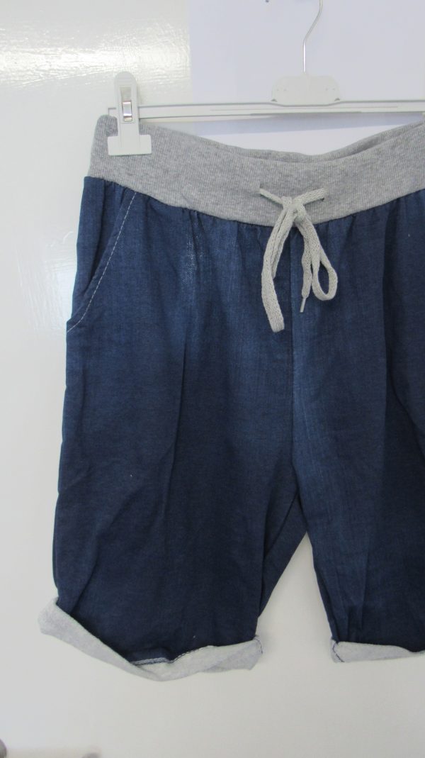 NEW Ladies Dark Denim Blue Jogger Shorts Plus Size One Size Fits sizes 16 18 20  Size 2 - Image 3