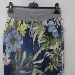 NEW Ladies Blue with Yellow Flower Jogger Shorts One Size Fits sizes 10 12 14 Size 1