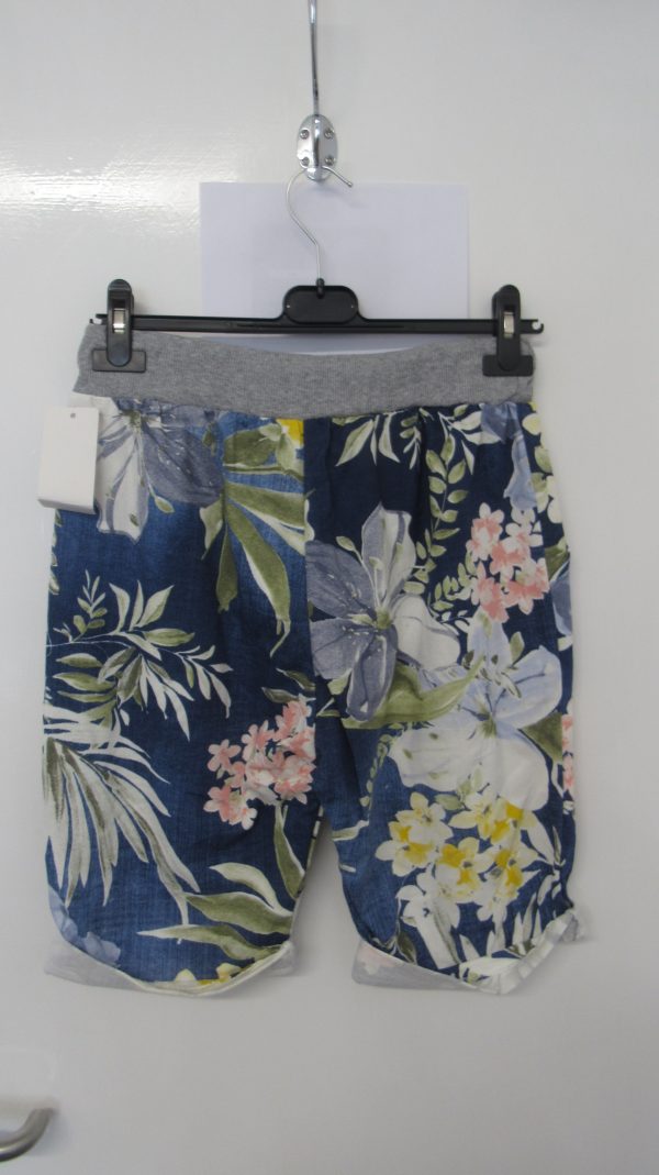 NEW Ladies Blue with Yellow Flower Jogger Shorts One Size Fits sizes 10 12 14 Size 1 - Image 5