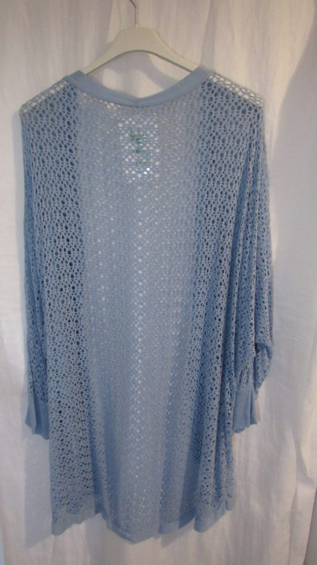 NEW Ladies Pale Blue Lacy Open Cardigan One size fits sizes 16 18 20 22