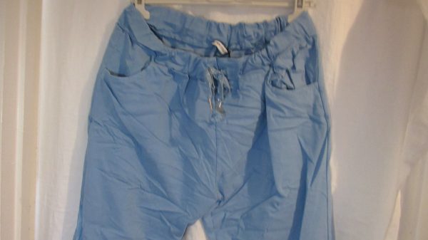 NEW Ladies Blue Stretchy Crinkle Magic Trousers One Size Fits 16 18 20 22 Size 2 - Image 3