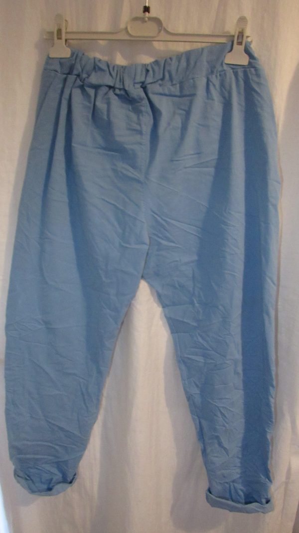 NEW Ladies Blue Stretchy Crinkle Magic Trousers One Size Fits 16 18 20 22 Size 2 - Image 5