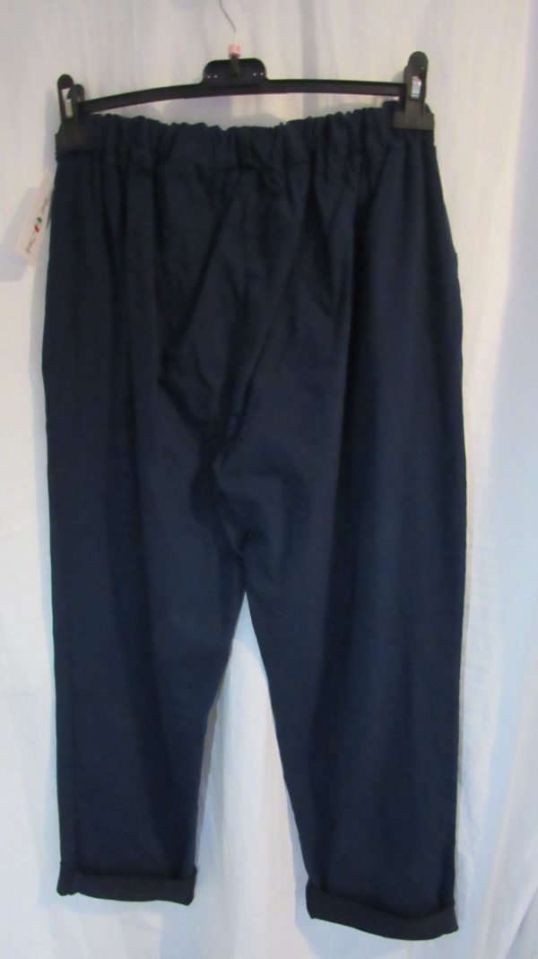 NEW Ladies Navy Blue Stretchy Non Crinkle Magic Trousers One Size Fits 22 24 Size 3 - Image 5