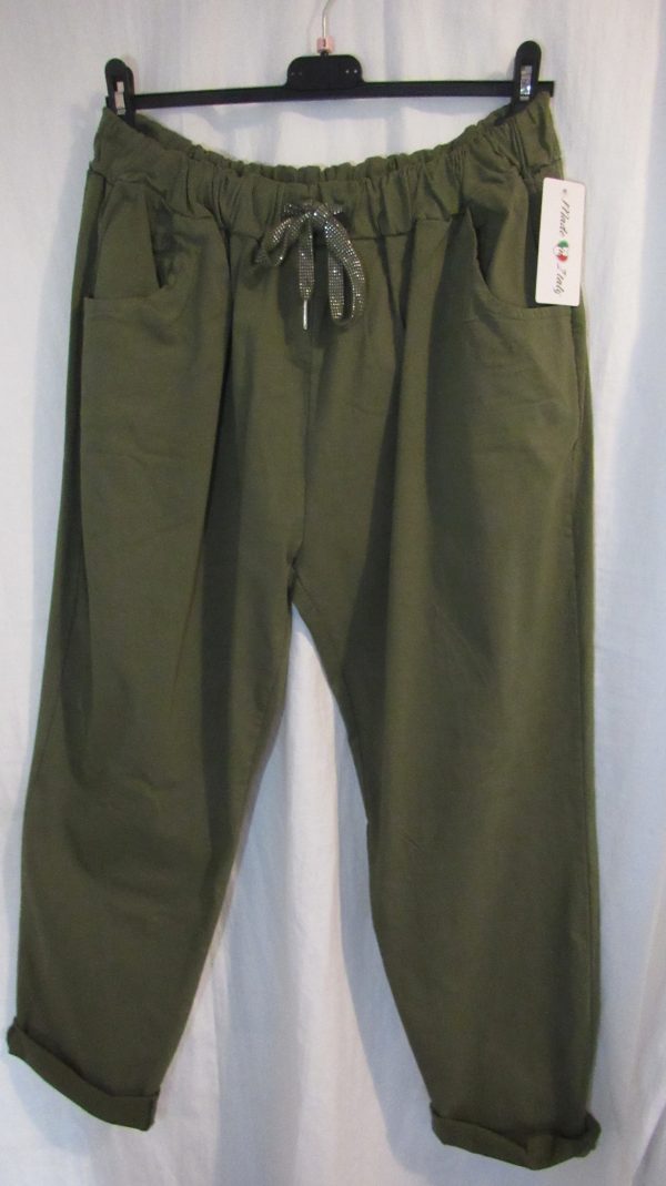 NEW Ladies Khaki Stretchy Non Crinkle Magic Trousers One Size Fits 22 24 Size 3 - Image 2