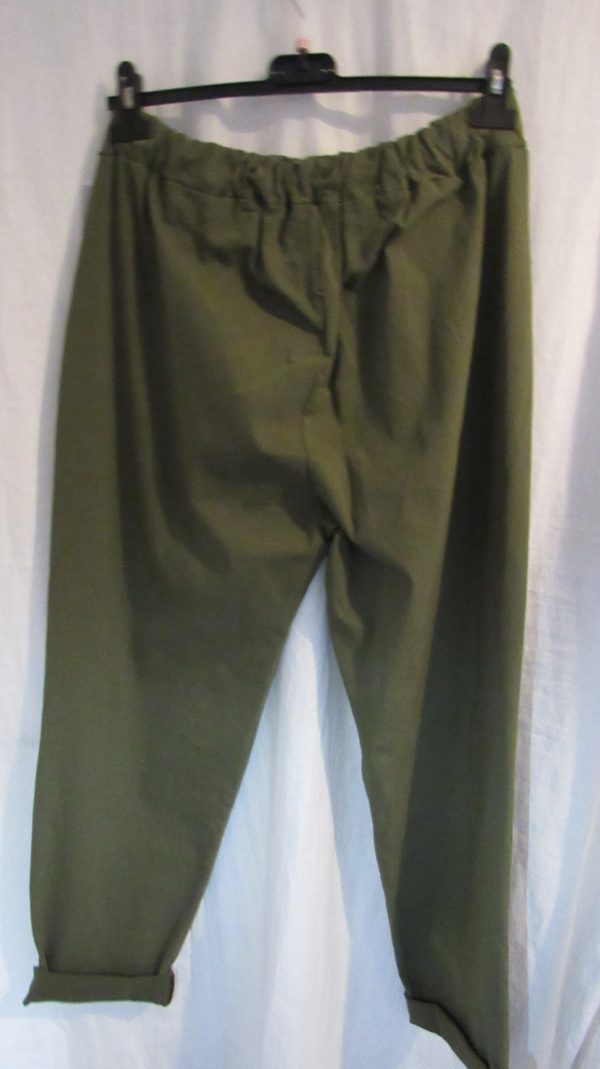 NEW Ladies Khaki Stretchy Non Crinkle Magic Trousers One Size Fits 22 24 Size 3 - Image 5