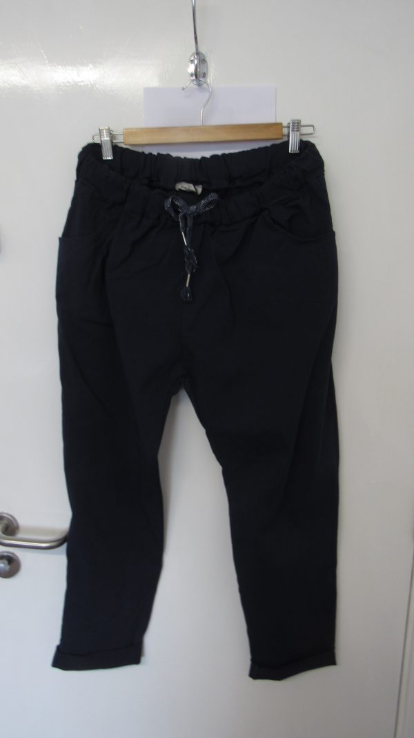 NEW Ladies Navy Blue Stretchy Crinkle Magic Trousers One Size Fits 16 18 20 22 Size 2