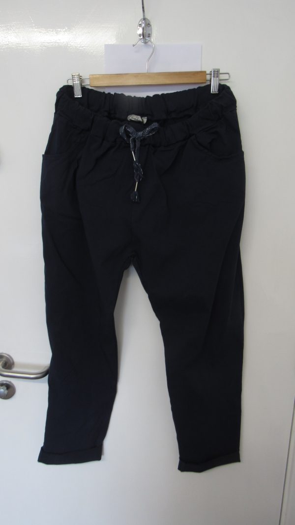 NEW Ladies Navy Blue Stretchy Crinkle Magic Trousers One Size Fits 16 18 20 22 Size 2 - Image 2