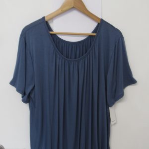 New Ladies Denim Blue Elasticated Bottom Top One size fits sizes 16 18 20 22 Plus Size