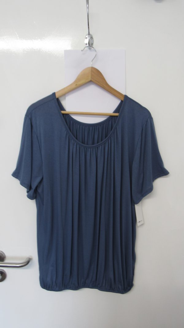 New Ladies Denim Blue Elasticated Bottom Top One size fits sizes 16 18 20 22 Plus Size