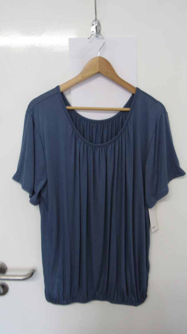 New Ladies Denim Blue Elasticated Bottom Top One size fits sizes 16 18 20 22 Plus Size - Image 2