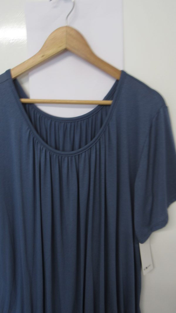New Ladies Denim Blue Elasticated Bottom Top One size fits sizes 16 18 20 22 Plus Size - Image 3