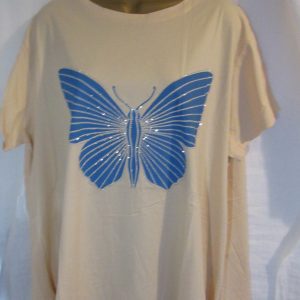 New Ladies Womens Beige Butterfly Casual T-shirt Top One size fits sizes 18 20 22