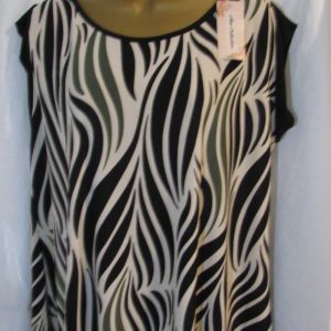 NEW Ladies Black with Beige Zebra Print Silky Sleeveless Top One size fits sizes 16 18 20