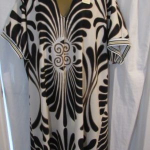 New Ladies Black with Beige Print Grandad Collar Dress One Size 18 20 22