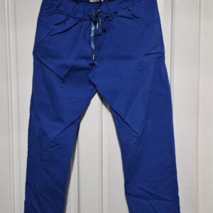 NEW Ladies Royal Blue Stretchy Crinkle Magic Trousers One Size Fits 10 12 14 16 18 Size 1