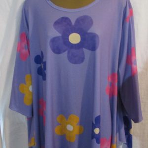 SALE SALE SALE NEW Ladies Purple Flower Handkerchief Hem Top One Size Fits 18 20 22 24 NON RETURNABLE