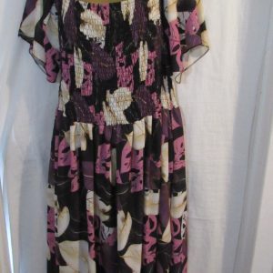 New Ladies Black with Pink Floral Dress One Size Fits 14 16 18 20