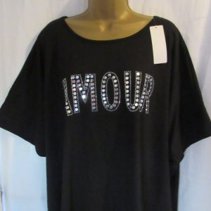 New Ladies Black Amour t-shirt One size fits sizes 18 20 22