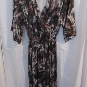 NEW Ladies Women Brown Floral Magic Dress Belted One size fits sizes 18 20 22 24