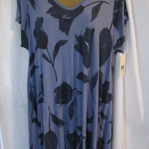 New Ladies Blue Flower Bias Cut Fit and Flare Dress One Size 16 18 20 22 NON RETURNABLE