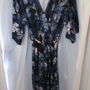 NEW Ladies Women Dark Blue Floral Magic Dress Belted One size fits sizes 18 20 22 24