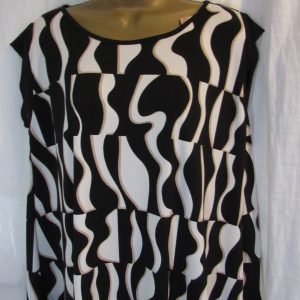 NEW Ladies Black Mono Print Silky Sleeveless Top One size fits sizes 16 18 20