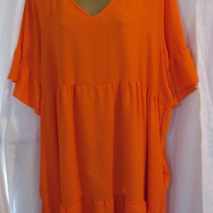 NEW Ladies Women Orange V Neck Tiered Dress One size fits sizes 18 20 22 24