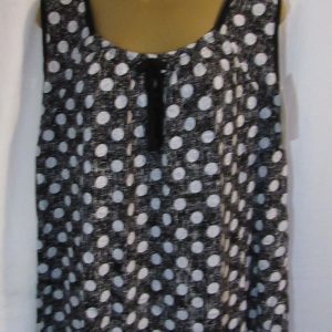 New Ladies Black with Grey spot Sleeveless Top One size fits sizes 14 16 18 20