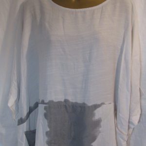 NEW Ladies White Tie Dye Pocket Top One size fits sizes 18 20 22 24