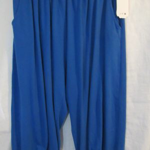 NEW Ladies Womens Royal Blue Jersey 3/4 Length cuff bottom Trousers One size fits sizes 16 18 20 22