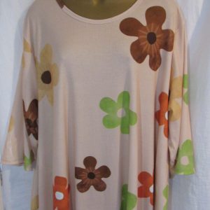 SALE SALE SALE NEW Ladies Beige Flower Handkerchief Hem Top One Size Fits 18 20 22 24 NON RETURNABLE