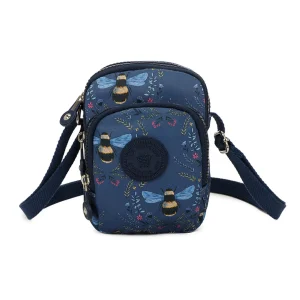 New Ladies Blue Bees Crossbody Phone Bag