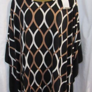 NEW Ladies Brown Black Circle Print Tunic Top One Size fits sizes 18 20 22 24 26