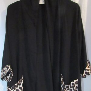 NEW Ladies Black with Animal Print Trim Lightweight Jacket One size fits sizes 18 20 22